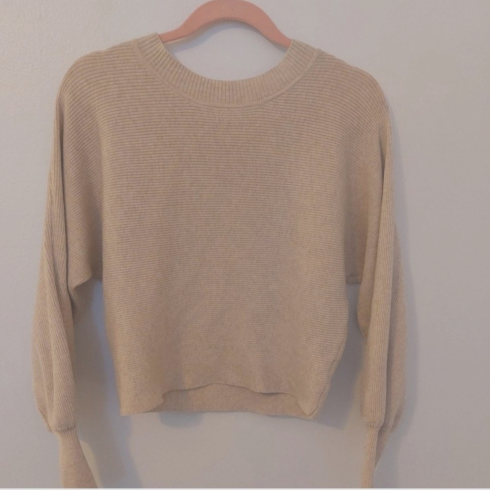 Women Ribbed cream Sweater - Picture 2 of 9